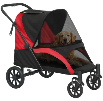 Image de Poussette pour chiens - Chariot pour chiens - Chariot pour animaux de compagnie - Poussette pour animaux - Poussette pliable - Adaptée aux animaux jusqu'à 30 kg