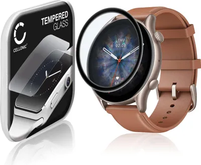 Immagine prodotto di Vetrino protettivo 9H CELLONIC compatibile con Amazfit GTR 3 Pro (3D Full Cover per smartwatch braccialetto fitness 0,33mm Full Glue) colore nero protezione display screen protector