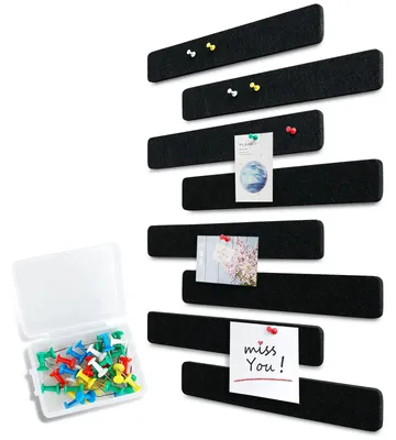 Productafbeelding van Zelfklevende vilt prikbord met 40 punaises, 8-delig, prikbordstrips, viltbord, memobord, fotowand, wanddecoratie voor kantoor, keuken