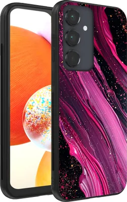 Produktbild von Smartphonica Handytasche passend für Samsung Galaxy A14 mit Marmordruck - TPU Rückseite Hülle Marmor Design - Lila Pink