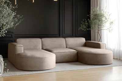 Zdjęcie produktu dla Narożnik Modena w Kształcie Litery U, Sofa Narożna Tkanina Salvador Ciemnobeżowy