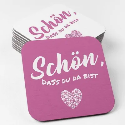 Produktbild von Rosa Karton-Bierdeckel 9,3cm Quadrat