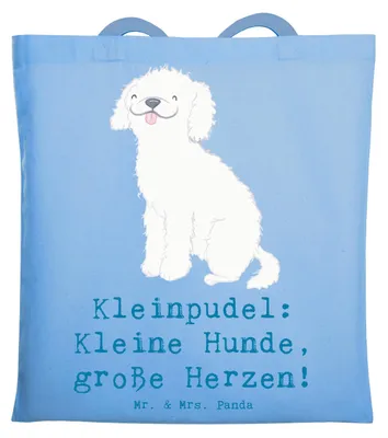 Produktbild von Mr. & Mrs. Panda Einkaufstasche Kleinpudel Liebe - Sky Blue - Geschenk, positive Energie, intelligenter Hund, Tasche, Hunderassen Beschreibung, Beutel, Pflege, Shopping