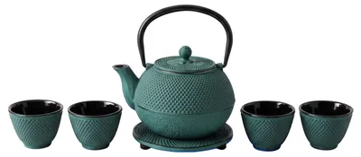 Produktbild von Gusseisen Teekanne mit Sieb, Tassen und Untersetzer SONO, 1,2 l