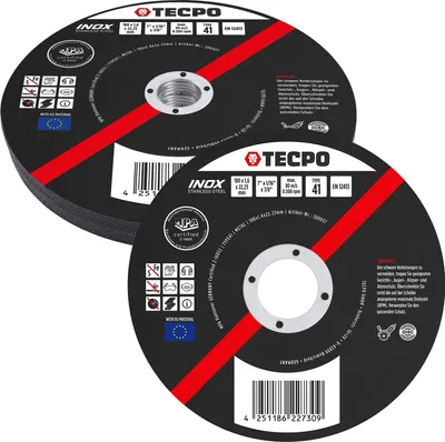 Produktbild von TECPO Trennscheibe Ø 180 mm Winkelschleifer Flexscheiben für Stahl, Metall und Edelstahl (INOX) 1.6 mm 22.23 mm Metalltrennscheibe Schleifscheiben Zubehör 10 Stück