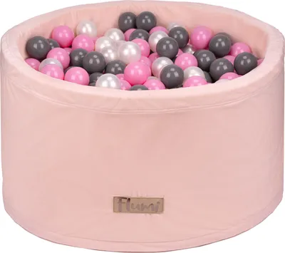 Produktbild von Flumi Bällebad Baby - Bällepool Kinder 90x40cm mit 200 Bällebad Bälle ∅ 7cm in EU hergestellt - Puderrosa + Rosa Bälle