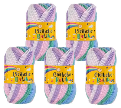 5 x 100g Farbverlaufsgarn Cicibebe Batik Strickgarn Winterwolle Häkelgarn mehrfarbig 78 Traumtänzer