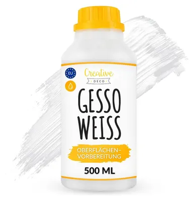 Produktbild von Creative Deco Professionell Weiße Gesso 500ml Acryl-Farben Perfekte Grundierung für Malerei