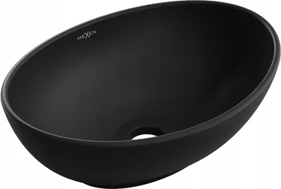 Produktbild von Premium Waschbecken Oval Schwarz Matt 40,5x33 cm – Modernes Aufsatzwaschbecken aus Sanitärkeramik für Badezimmer & Gäste WC