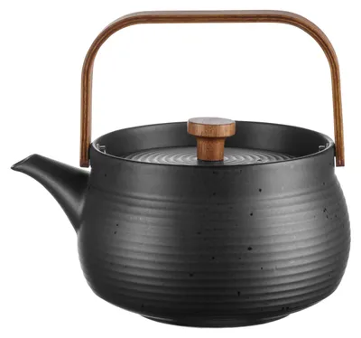 Produktbild von ASA Selection Japandi Teekanne mit Holzgriff, Tee Kanne, Porzellan, Black, 600 ml, 23371190