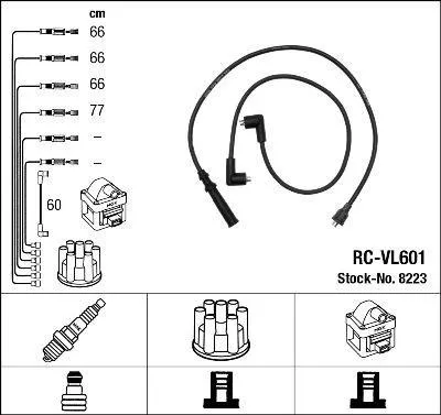 Image de Jeu de câbles d'allumage 5 câbles noirs NGK – Produit de rechange d'origine pour, entre autres, VOLVO 240