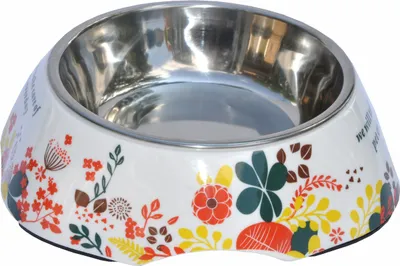 Produktbild von Futternapf 420 ml Design Blumen - Edelstahl