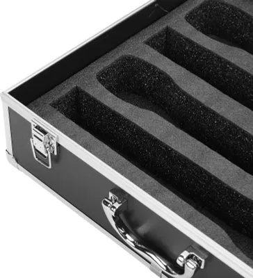 Produktbild von Kabelloses Mikrofongehäuse aus Aluminiumlegierung mit Hartschale und Schaumstoff für 4 Mikrofone, Empfänger und Sender