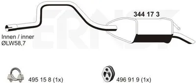 Produktbild von ERNST 344173 Endschalldämpfer für FORD MONDEO III (B5Y) Auspuff
