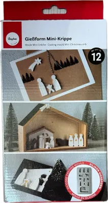 Produktbild von Rayher Silikon Gießform Mini Krippe, 14,5x26x1cm 12 Formen