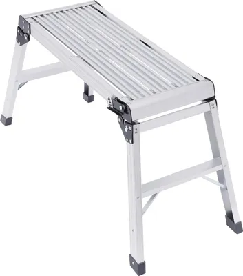 Produktbild von Arbeitsplattform Leiter - Klappbare Plattformleiter - Aluminiumlegierung 150 kg - Maße 108x41x50 cm - Trittfläche 76x30 cm - Freistehend - Silber Schwarz