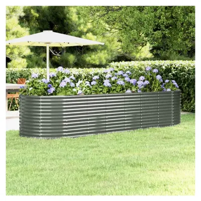 Produktbild von Hochbeet aus Metall Pflanzkübel Gartenbeet Gemüsebeet Frühbeet Blumenkasten Pflanzkasten Stahl -Grau- 322 x 100 x 68 cm