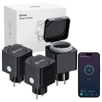 WLAN-Außensteckdose IP54, 3er-Pack, 3680 W, Smart Life App