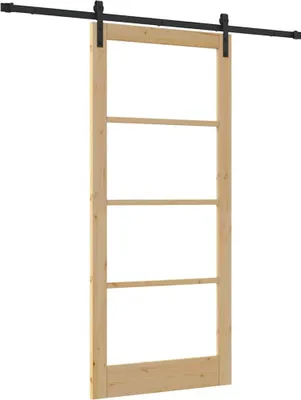 Zdjęcie produktu dla vidaXL Drzwi przesuwne ORKDAL w kolorze naturalnym i czarnym 93 x 211 cm