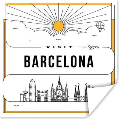 Produktbild von MuchoWow® Poster Stadtbild Barcelona - weiß 100x100 cm - Babyzimmer