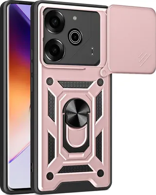 Produktbild von Hülle für Tecno Pova 6 Pro Magnetische Ring Ständer Halter Dia Kameraschutz TPU Bumper Silikon Schutzhülle Rosa
