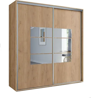 Produktbild von A2 Schlafzimmerschrank mit 2 Schiebetüren und Spiegel - Craft Gold - 100 x 62 x 215 cm