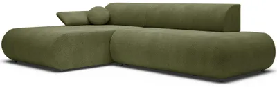 Image de Selsey Armone – Canapé d'angle convertible, chenille, pouf à gauche, vert olive