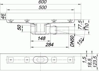 Immagine prodotto di DALLMER caniveau de douche CeraLine W 500mm, DN 50 Hauteur 110mm, 520111, 520111