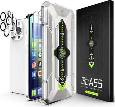 Produktbild von 4x iPhone 13 PRO Panzerglas (2x Display Schutzglas, 2x Kamera Schutzglas) inkl. MONTAGERAHMEN / iPhone 13 Pro Schutzfolie