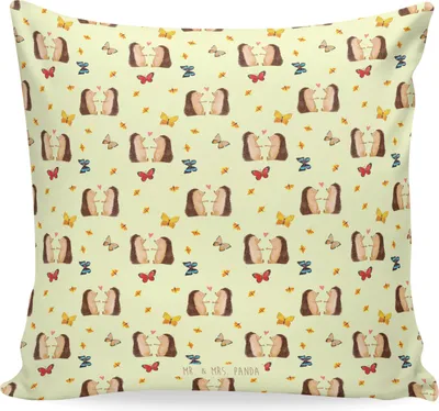 Produktbild von Mr. & Mrs. Panda Deko Kissen Igel Liebe - Gelb - Geschenk, Dekokissen, 40x40, Hochzeit, Freundin, kuschelkissen, Sofakissen, bedruckt, Freund