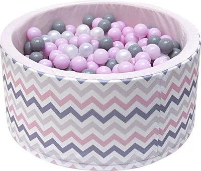 Produktbild von Bällebad – stabiles Bällebad – 90 x 40 cm – 200 Bälle Ø 7 cm – rosa, weiß, grau und silber