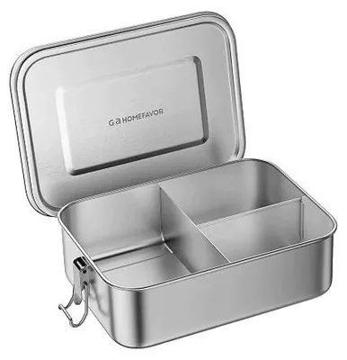 Zdjęcie produktu dla Pojemnik na lunch bento stal nierdzewna 304 3 przegródki 1400ML do pracy