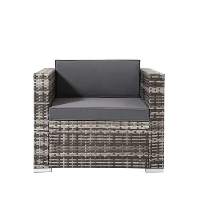 Immagine prodotto di Poltrona lounge da giardino AREBOS in rattan polivalente | incl. cuscini seduta e schienale | nero