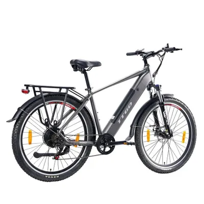 Obrázok produktu pre 27,5 "15AH E Bike, elektrický bicykel trekkingový bicykel e-bike muži dámy, 100 km dojazd, e-bike so 7-rýchlostnou prevodovkou, pedelec mestský bicykel e-bike šedý