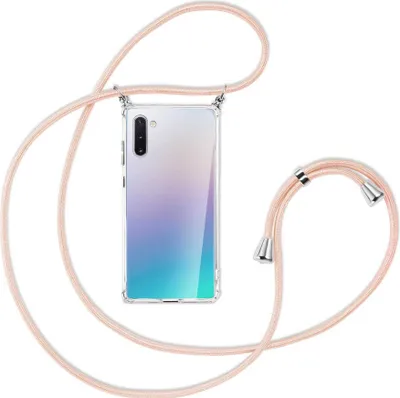 Produktbild von Handykette Backcover-Schutzhülle mit Band (Metall silberfarben) für Samsung Galaxy Note 10 - rose peach