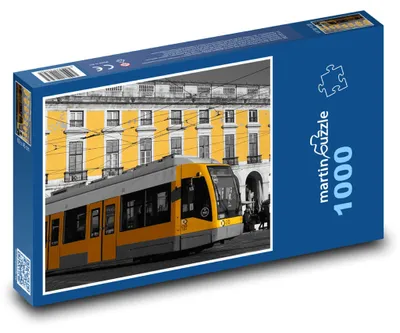 Produktbild von Puzzle 1000 Gelbe Straßenbahn vor historischem Gebäude - martinpuzzle