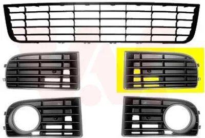 Produktbild von VAN WEZEL Lüftungsgitter Grill Stoßfänger für VW Golf V Schrägheck (1K1) ohne Loch/Löcher für Nebellampen Schwarz