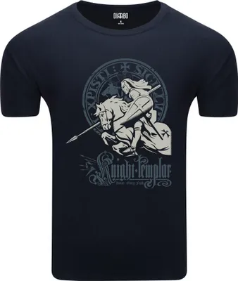 Produktbild von Diarbo Herren T-Shirt mit Historischem Druck Tempelritter Dunkelblau Gr.XXL