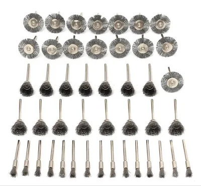 Produktbild von Set mit 45 Drahtbürsten, 3 mm (1/8 Zoll) Griff, Reinigungs- und Poliertopfbürste für Dremel-Rotationswerkzeuge