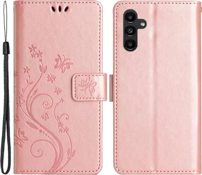 Produktbild von Samsung Galaxy A54 Hülle - Coverup Blumen & Schmetterlinge Klapphülle - Roségold