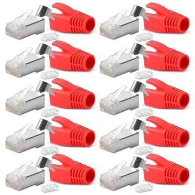 Produktbild von 10x Netzwerkstecker CAT7 CAT6 CAT6A RJ45 Netzwerk Stecker vergoldete Kontakte