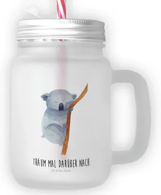 Produktbild von Mr. & Mrs. Panda Cocktailglas Koalabär - Transparent - Geschenk, Schlafzimmer, Glas Mit Deckel Und Strohhalm, Koala, Bär, Für Smoothies, Lustige Sprüche, Traumland