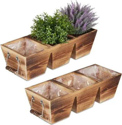 Image de Pot de fleurs en bois à 3 sections