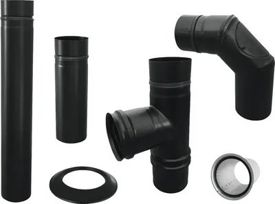 Produktbild von Pellet-Ofenrohr-Set Bertrams Ø 80 mm pulverbeschichtet 6-teilig schwarz