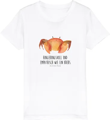 Produktbild von Mr. & Mrs. Panda Kleinkinder T-Shirt Sternzeichen Krebs 12-14 Jahre (152/164) - Weiß - Geschenk, Krabbe, Krebse, Bio Kinder, Teenager, Kurzarm, Kindershirt, Meerestier