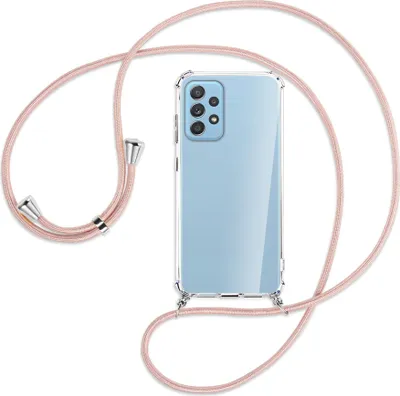 Produktbild von Handykette Backcover-Schutzhülle mit Band (Metall silberfarben) für Samsung Galaxy A52 4G / 5G, A52s 5G - roségold