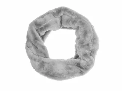 graue Loop Schal mit Kunstpelz