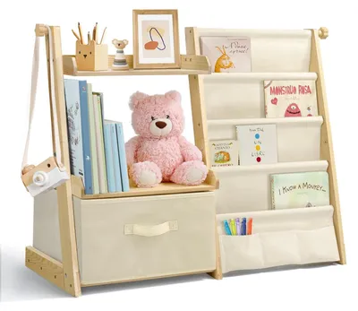 Produktbild von Kinderbuchregal mit 4 Regalen und Aufbewahrungsbox