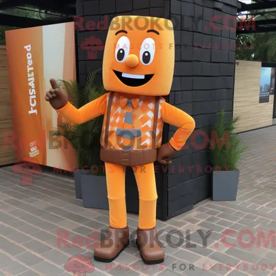 Produktbild von Maskottchenkostüm REDBROKOLY Orange Chocolate Bars mit Röhrenjeans und Einstecktüchern