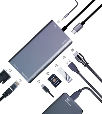 Produktbild von Type-C Adapter 8 in 1 Dockingstation für MacBook Pro MacBook Air Dell Lenovo USB C Hub, Gigabit Ethernet